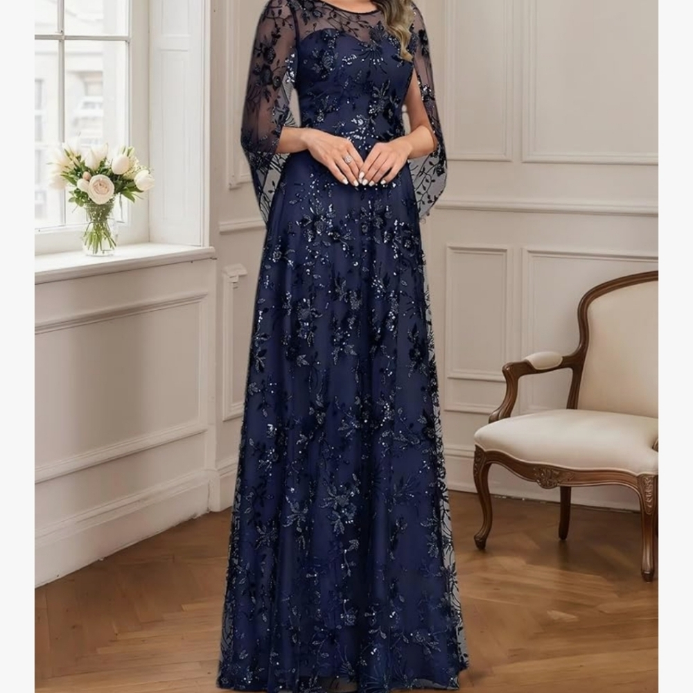 Elegant Navy Blue Evening Gown